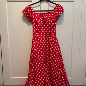 Collectif Red Polka Dot Dress XS